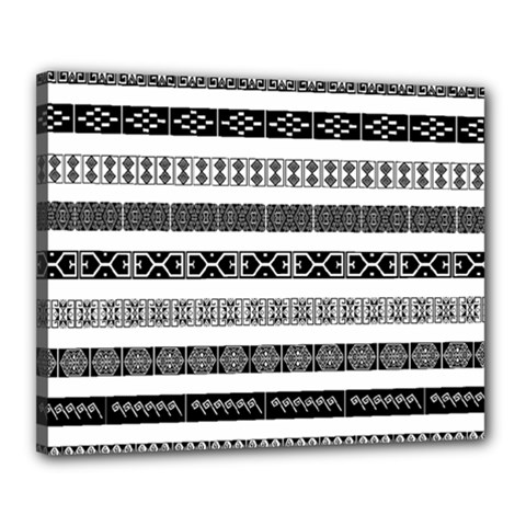 Borders Ikat Ethnic Frame Tribal Canvas 20  X 16  (stretched) by Wegoenart