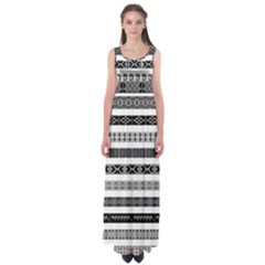 Borders Ikat Ethnic Frame Tribal Empire Waist Maxi Dress by Wegoenart