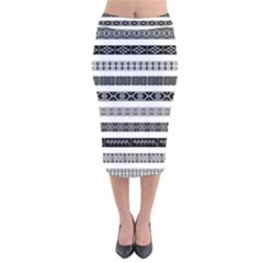 Borders Ikat Ethnic Frame Tribal Velvet Midi Pencil Skirt by Wegoenart