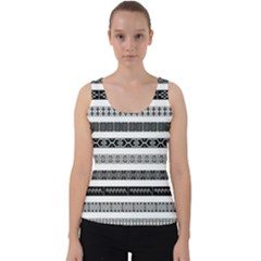 Borders Ikat Ethnic Frame Tribal Velvet Tank Top by Wegoenart