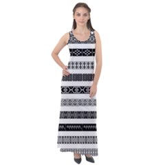 Borders Ikat Ethnic Frame Tribal Sleeveless Velour Maxi Dress by Wegoenart