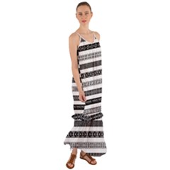 Borders Ikat Ethnic Frame Tribal Cami Maxi Ruffle Chiffon Dress by Wegoenart