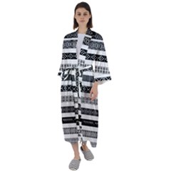 Borders Ikat Ethnic Frame Tribal Maxi Satin Kimono by Wegoenart