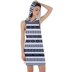 Borders Ikat Ethnic Frame Tribal Racer Back Hoodie Dress