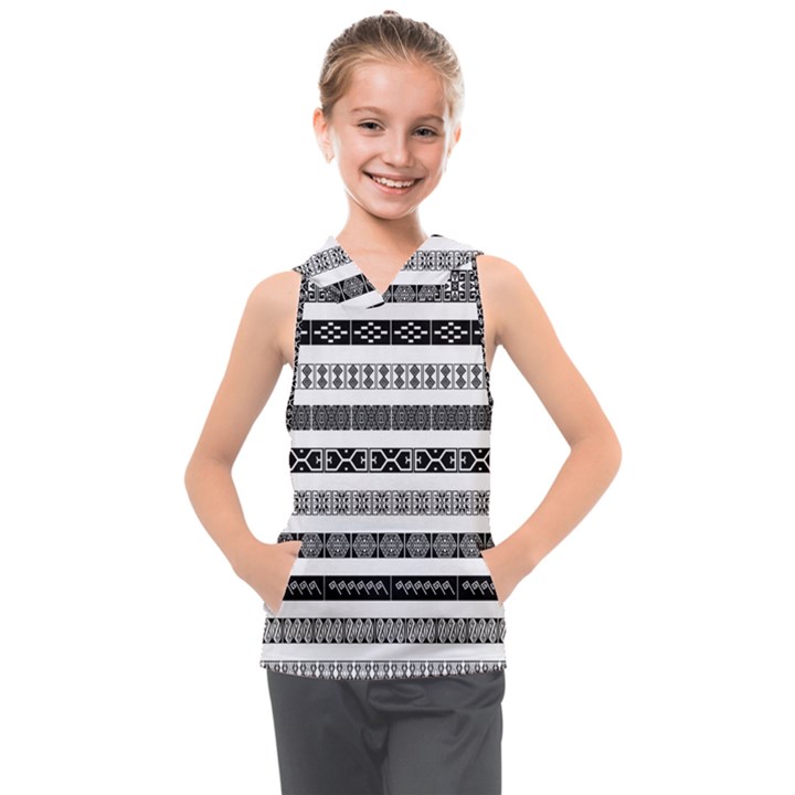 Borders Ikat Ethnic Frame Tribal Kids  Sleeveless Hoodie