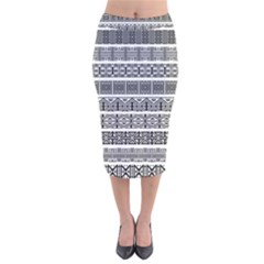 Borders Ikat Ethnic Frame Tribal Velvet Midi Pencil Skirt by Wegoenart