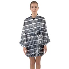 Borders Ikat Ethnic Frame Tribal Long Sleeve Satin Kimono by Wegoenart