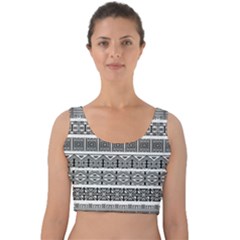 Borders Ikat Ethnic Frame Tribal Velvet Crop Top by Wegoenart