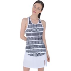 Borders Ikat Ethnic Frame Tribal Racer Back Mesh Tank Top