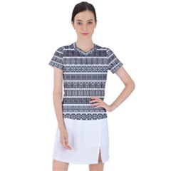 Borders Ikat Ethnic Frame Tribal Women s Sports Top