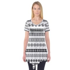 Borders Ikat Ethnic Frame Tribal Short Sleeve Tunic  by Wegoenart