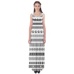 Borders Ikat Ethnic Frame Tribal Empire Waist Maxi Dress by Wegoenart