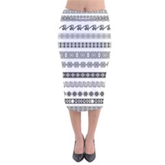 Borders Ikat Ethnic Frame Tribal Velvet Midi Pencil Skirt by Wegoenart