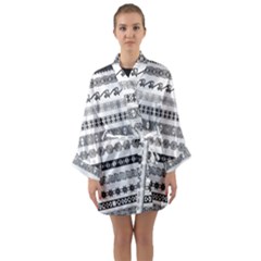 Borders Ikat Ethnic Frame Tribal Long Sleeve Satin Kimono by Wegoenart