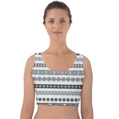 Borders Ikat Ethnic Frame Tribal Velvet Crop Top by Wegoenart