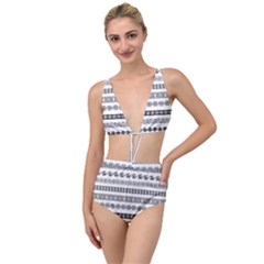 Borders Ikat Ethnic Frame Tribal Tied Up Two Piece Swimsuit by Wegoenart