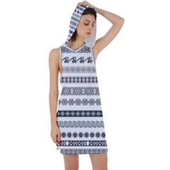 Borders Ikat Ethnic Frame Tribal Racer Back Hoodie Dress