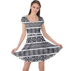 Borders Ikat Ethnic Frame Tribal Cap Sleeve Dress by Wegoenart