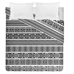 Borders Ikat Ethnic Frame Tribal Duvet Cover Double Side (queen Size) by Wegoenart