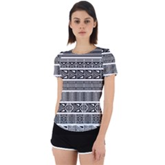 Borders Ikat Ethnic Frame Tribal Back Cut Out Sport Tee