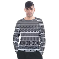 Borders Ikat Ethnic Frame Tribal Men s Long Sleeve Raglan Tee