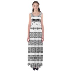 Borders Ikat Ethnic Frame Tribal Empire Waist Maxi Dress by Wegoenart