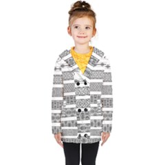 Borders Ikat Ethnic Frame Tribal Kids  Double Breasted Button Coat by Wegoenart