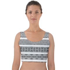 Borders Ikat Ethnic Frame Tribal Velvet Crop Top by Wegoenart