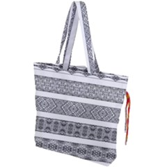 Borders Ikat Ethnic Frame Tribal Drawstring Tote Bag by Wegoenart