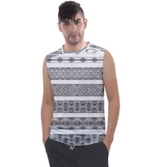 Borders Ikat Ethnic Frame Tribal Men s Regular Tank Top