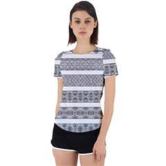 Borders Ikat Ethnic Frame Tribal Back Cut Out Sport Tee