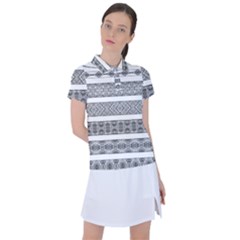 Borders Ikat Ethnic Frame Tribal Women s Polo Tee