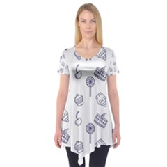 Cup Cake Cake Pattern Delicious Short Sleeve Tunic  by Wegoenart