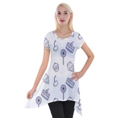 Cup Cake Cake Pattern Delicious Short Sleeve Side Drop Tunic by Wegoenart