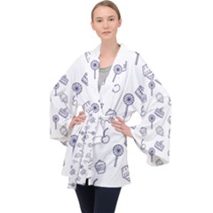 Cup Cake Cake Pattern Delicious Long Sleeve Velvet Kimono  by Wegoenart