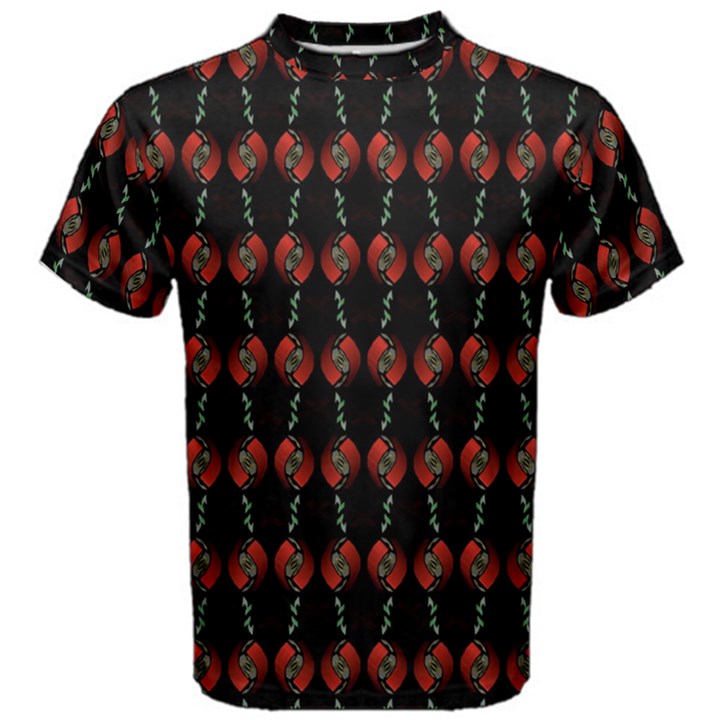 Red Silver Background Electric Men s Cotton Tee