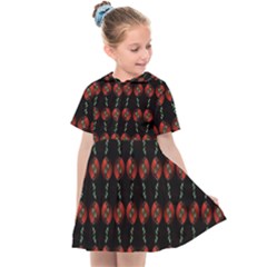 Red Silver Background Electric Kids  Sailor Dress by Wegoenart