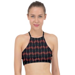 Red Silver Background Electric Racer Front Bikini Top by Wegoenart