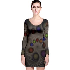 Fractal Fantasy Abstract Pattern Long Sleeve Velvet Bodycon Dress by Wegoenart