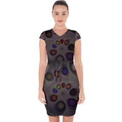 Fractal Fantasy Abstract Pattern Capsleeve Drawstring Dress  by Wegoenart