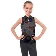 Fractal Fantasy Abstract Pattern Kids  Sleeveless Polo Tee