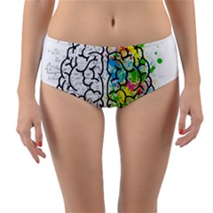 Brain Mind Psychology Idea Drawing Reversible Mid-waist Bikini Bottoms by Wegoenart