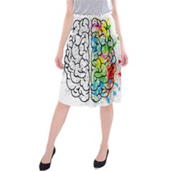 Brain Mind Psychology Idea Drawing Midi Beach Skirt by Wegoenart