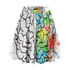 Brain Mind Psychology Idea Drawing High Waist Skirt by Wegoenart