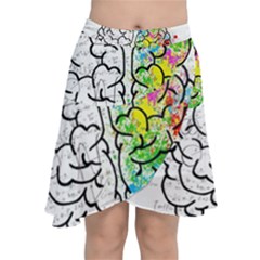 Brain Mind Psychology Idea Drawing Chiffon Wrap Front Skirt by Wegoenart