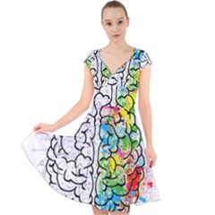 Brain Mind Psychology Idea Drawing Cap Sleeve Front Wrap Midi Dress by Wegoenart