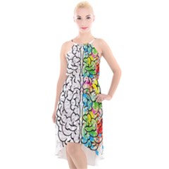 Brain Mind Psychology Idea Drawing High-low Halter Chiffon Dress  by Wegoenart