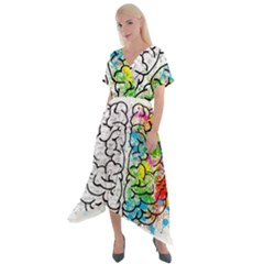 Brain Mind Psychology Idea Drawing Cross Front Sharkbite Hem Maxi Dress by Wegoenart