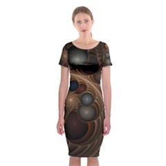 Fractal Fantasy Design Construction Classic Short Sleeve Midi Dress by Wegoenart