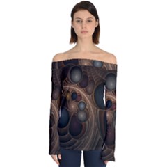 Fractal Fantasy Design Construction Off Shoulder Long Sleeve Top by Wegoenart